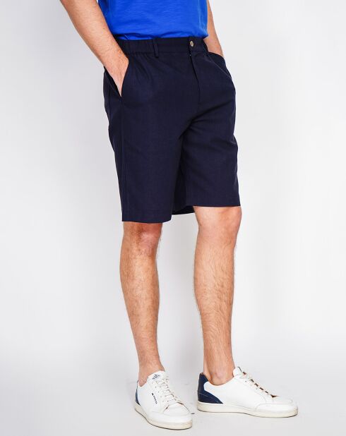 Bermuda Simon Linen Blend in blu marino