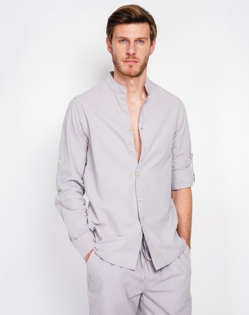 Chemise 100% Lin Marceau gris perle