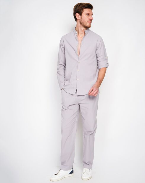 Chemise 100% Lin Marceau gris perle