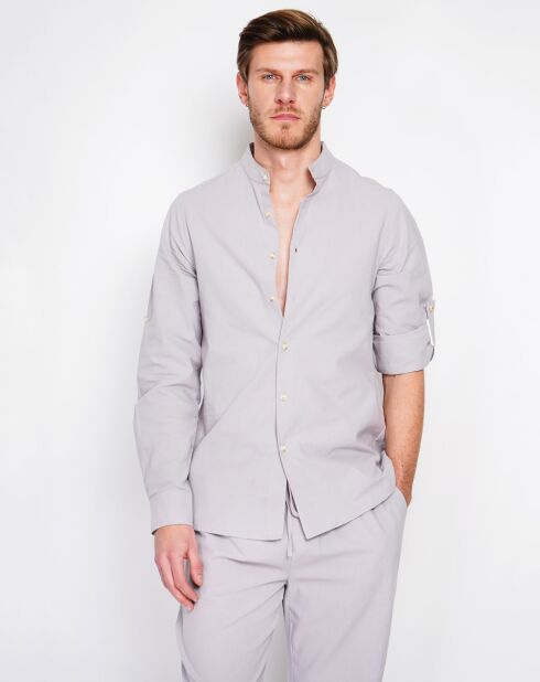 Chemise 100% Lin Marceau gris perle