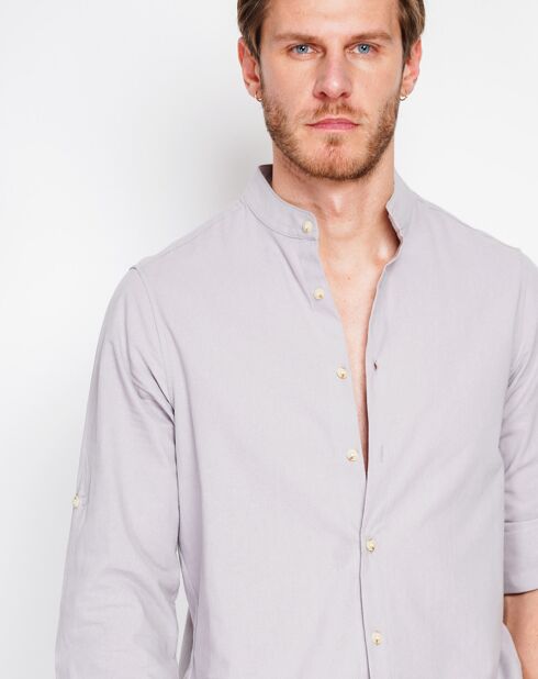 Chemise 100% Lin Marceau gris perle