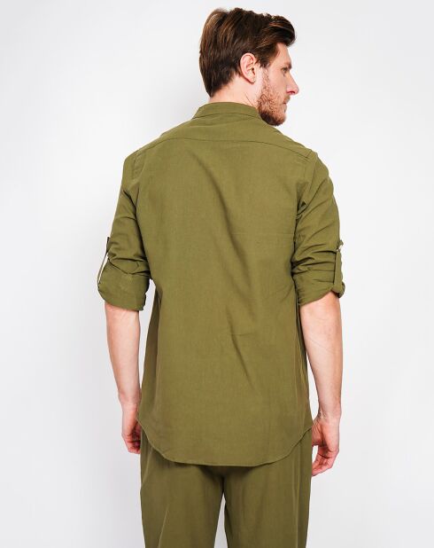 Marceau khaki groen overhemd van 100% linnen