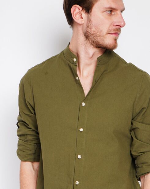 Marceau khaki groen overhemd van 100% linnen