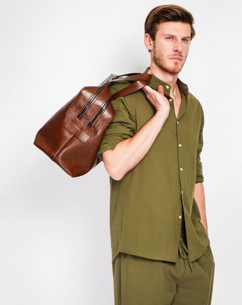 Marceau khaki groen overhemd van 100% linnen