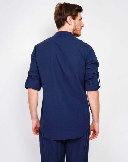 Marceau marineblauw overhemd van 100% linnen