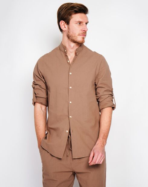 Chemise 100% Lin Marceau marron