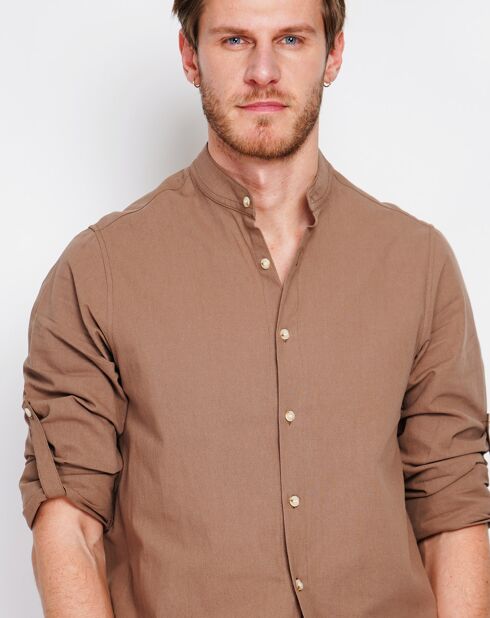 Chemise 100% Lin Marceau marron