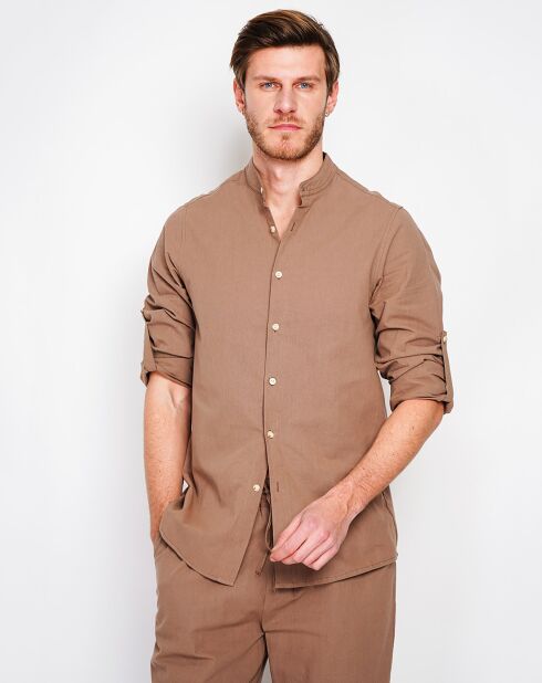 Chemise 100% Lin Marceau marron