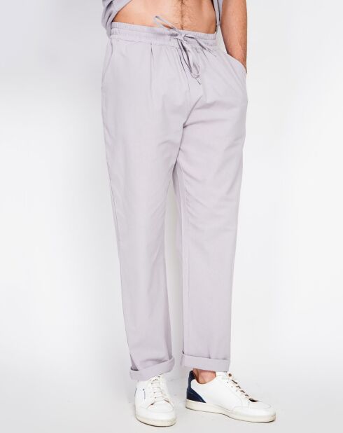 Pantalon 100% Lin Charly gris perle