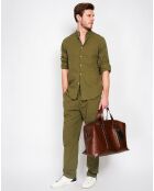 Pantalon 100% Lin Charly vert kaki