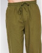 Pantalon 100% Lin Charly vert kaki