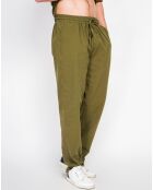 Pantalon 100% Lin Charly vert kaki