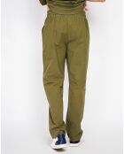 Pantalon 100% Lin Charly vert kaki