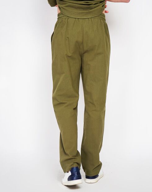 Pantalon 100% Lin Charly vert kaki