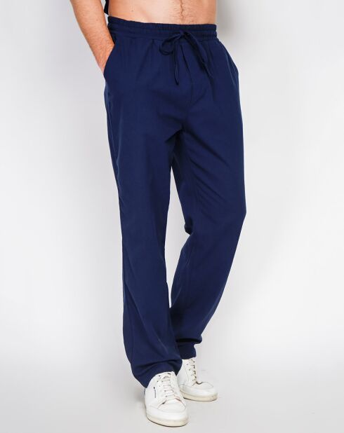 Marineblaue Hose Charly aus 100% Leinen