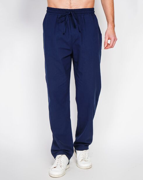 Marineblaue Hose Charly aus 100% Leinen