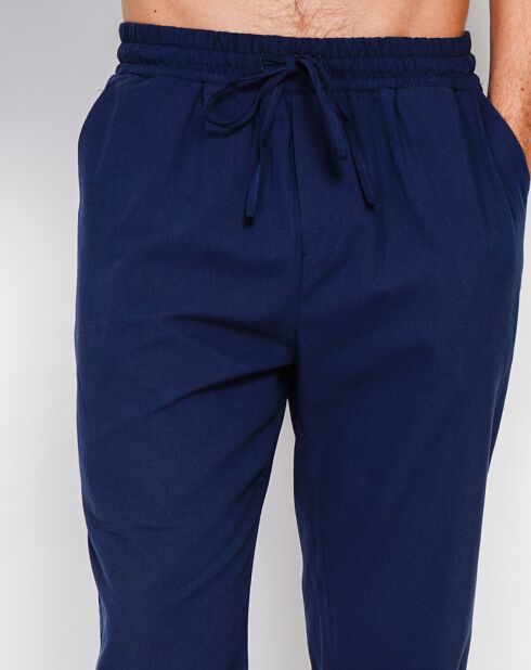 Marineblaue Hose Charly aus 100% Leinen