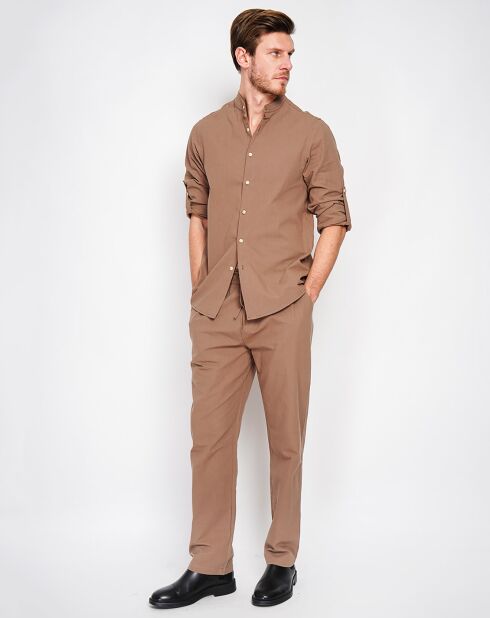 Pantaloni Charly marroni 100% lino