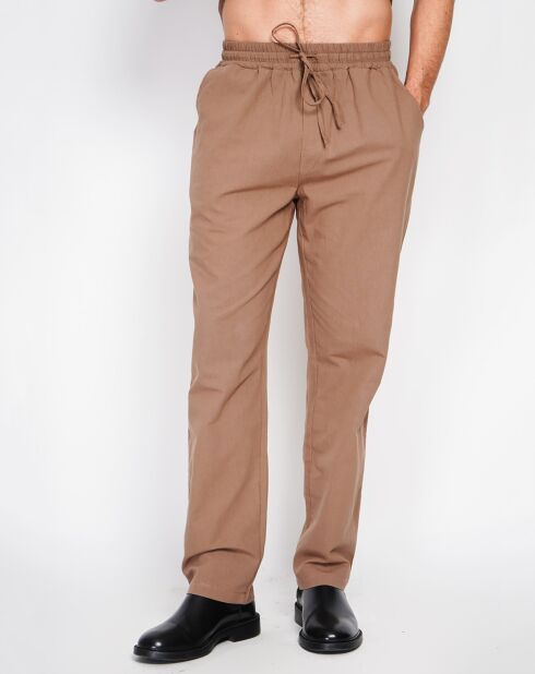 Pantaloni Charly marroni 100% lino