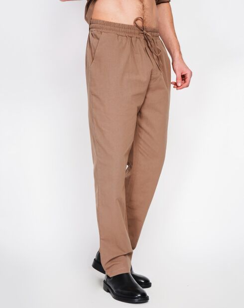 Pantaloni Charly marroni 100% lino