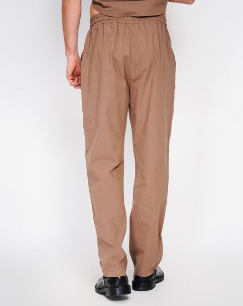 Pantaloni Charly marroni 100% lino