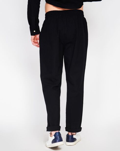 Pantaloni Charly neri 100% lino