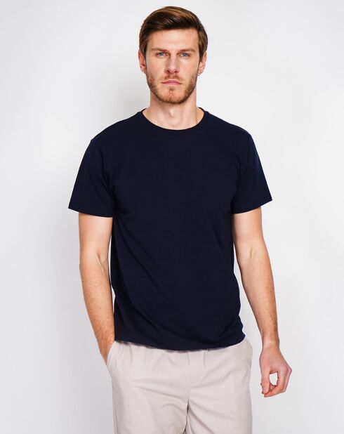 Paul Linen Blend T-shirt donkerblauw
