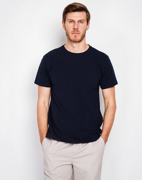Paul Linen Blend T-shirt donkerblauw