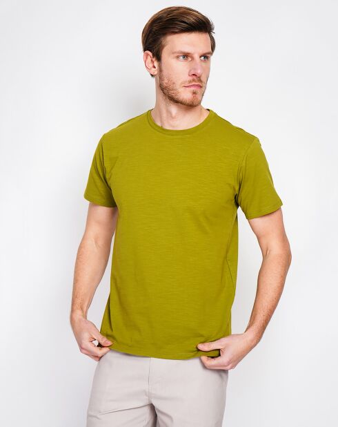 Kaki groen T-shirt van linnenmix Paul