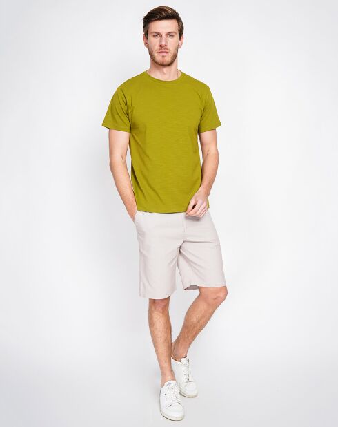 Kaki groen T-shirt van linnenmix Paul