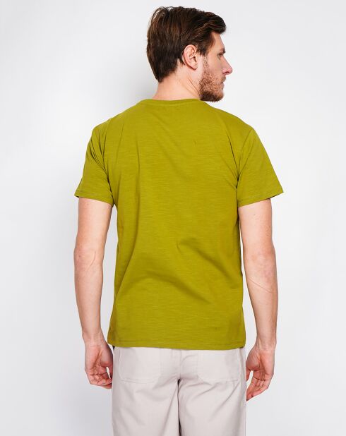 Kaki groen T-shirt van linnenmix Paul