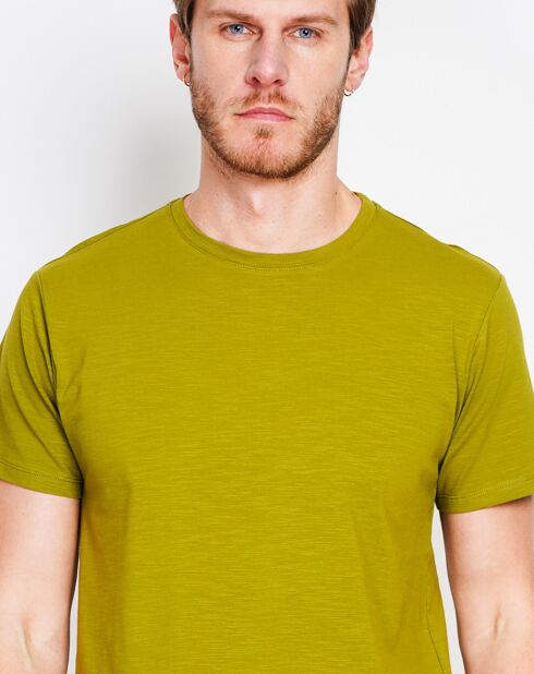 Kaki groen T-shirt van linnenmix Paul