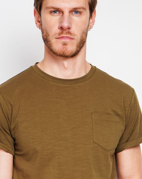 Jules khakigrünes T-Shirt aus Leinenmischung