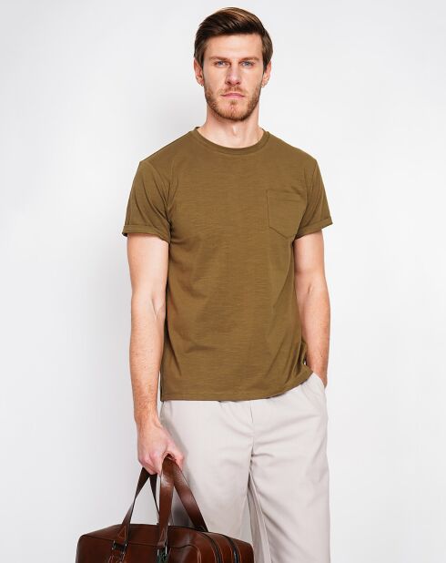 Jules khakigrünes T-Shirt aus Leinenmischung