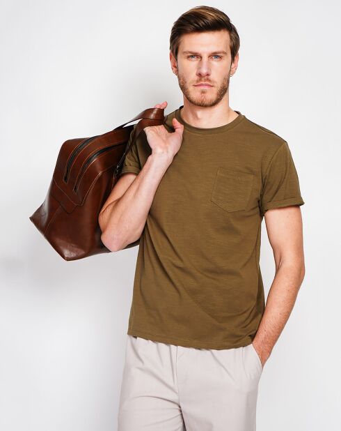 Jules khakigrünes T-Shirt aus Leinenmischung