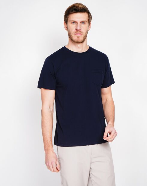 Marineblaues Jules T-Shirt aus Leinenmischung
