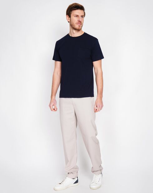 Marineblaues Jules T-Shirt aus Leinenmischung