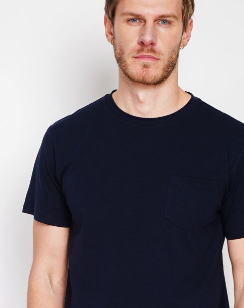 Marineblaues Jules T-Shirt aus Leinenmischung