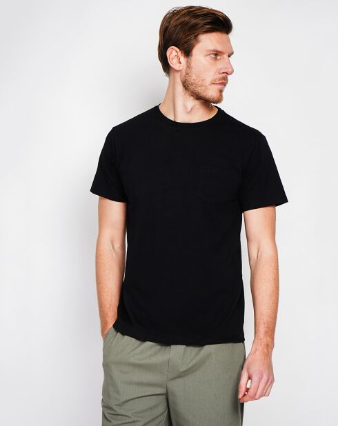 Schwarzes Jules T-Shirt aus Leinenmischung