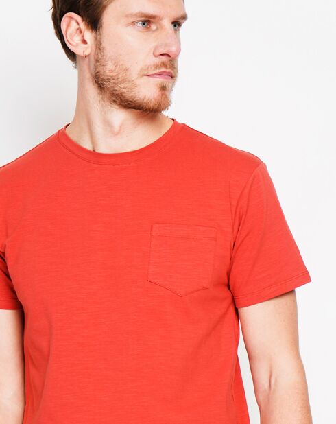 Orangefarbenes Jules T-Shirt aus Leinenmischung