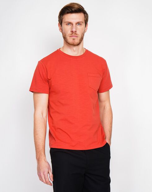 Orangefarbenes Jules T-Shirt aus Leinenmischung