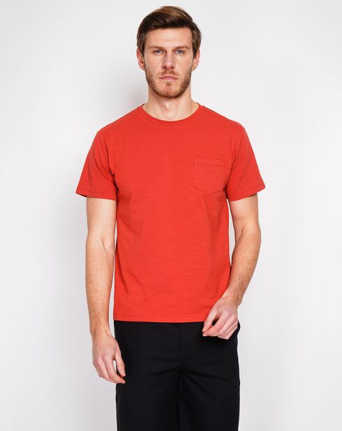 Orangefarbenes Jules T-Shirt aus Leinenmischung