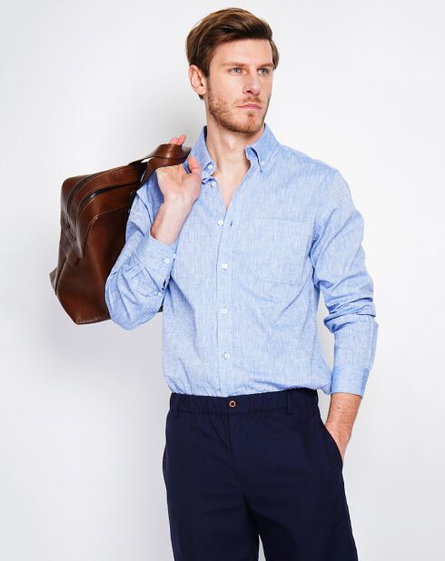 Alexandre blauwe jeanshemd van 100% linnen