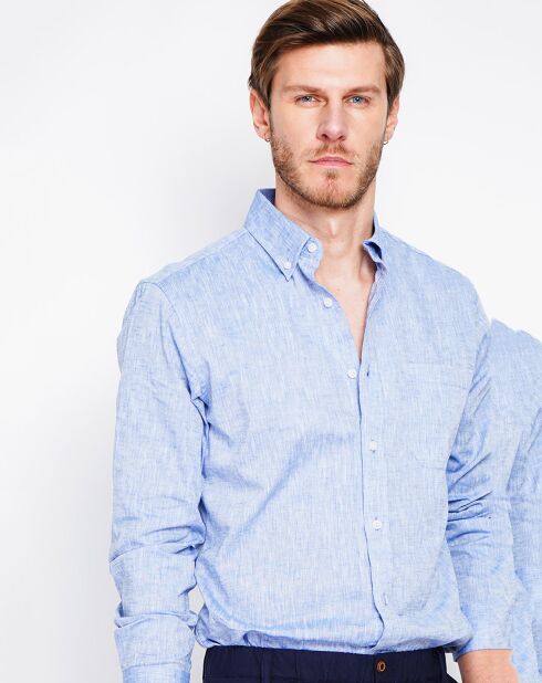 Chemise 100% Lin Alexandre bleu jeans