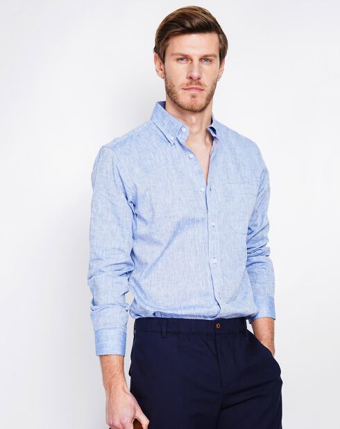 Alexandre blauwe jeanshemd van 100% linnen