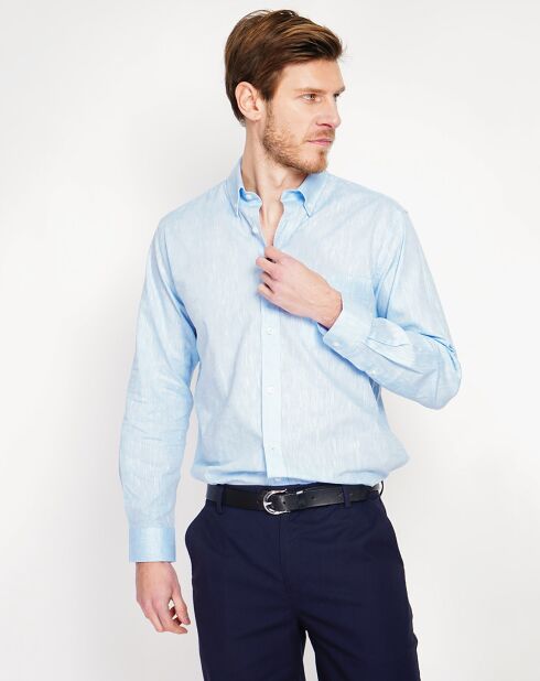 Chemise 100% Lin Alexandre bleu ciel