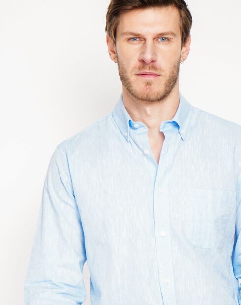Alexandre hemelsblauw overhemd van 100% linnen