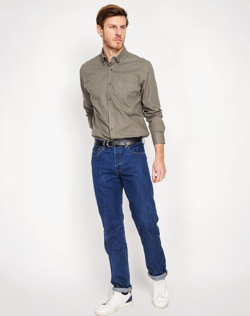 Chemise 100% Lin Alexandre vert kaki