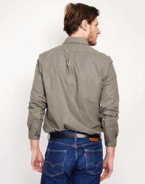 Chemise 100% Lin Alexandre vert kaki
