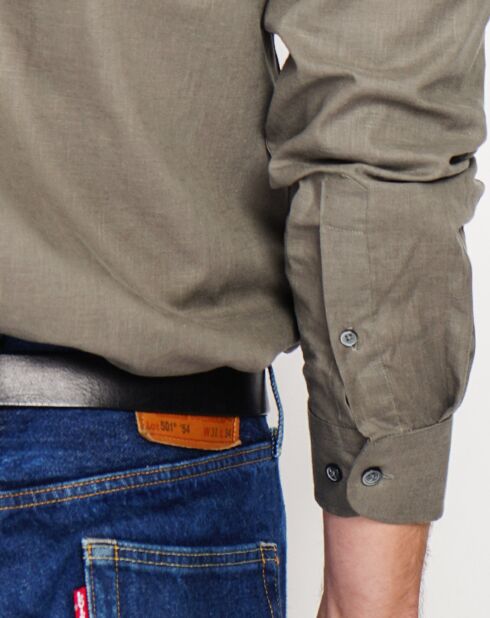 Alexandre kaki groen overhemd van 100% linnen